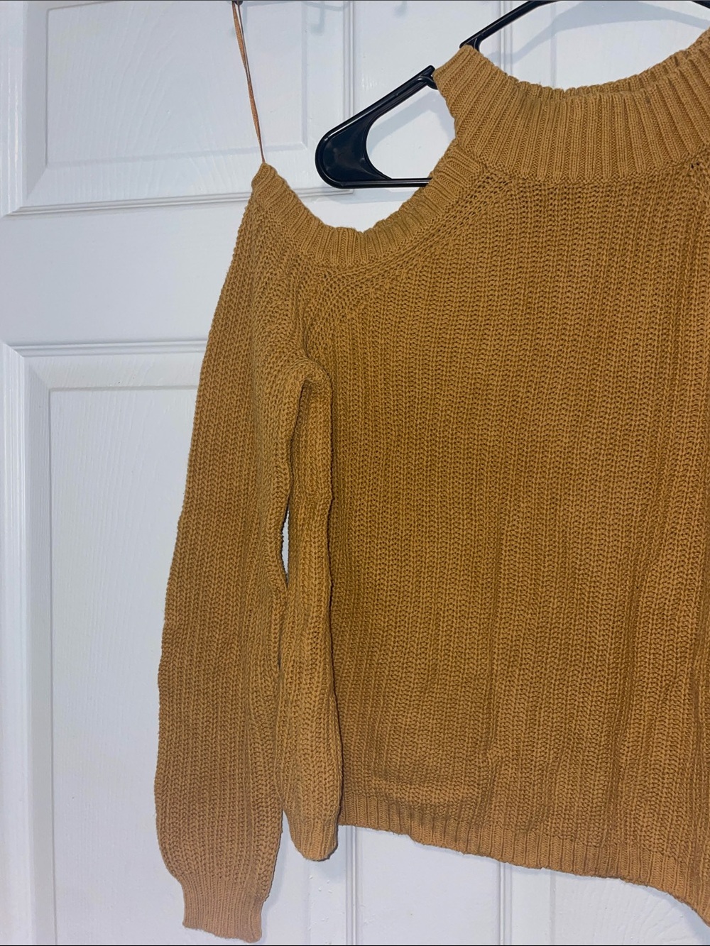 Women’s Cold-Shoulder Knit Sweater in Mustard